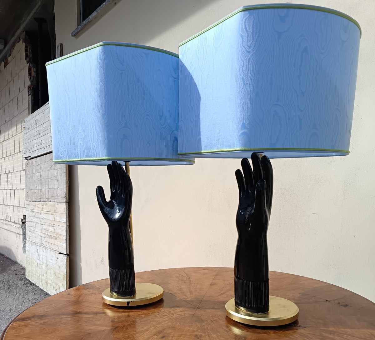 Paire de lampes en céramique gant Pirelli 1950-photo-4