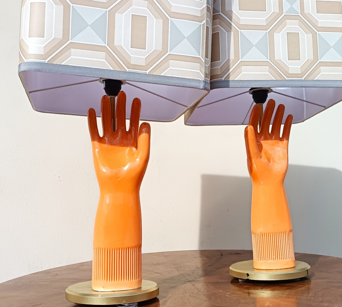 Paire de lampes orange en céramique gant Pirelli-Prada 1950-photo-3