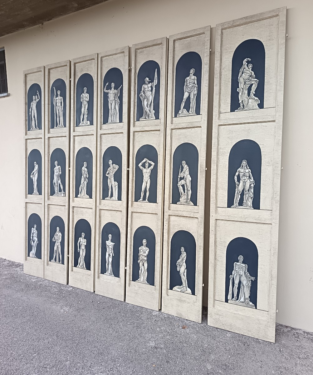 7 Panneaux muraux boiserie laqués 1940 disciplines sportives-photo-2