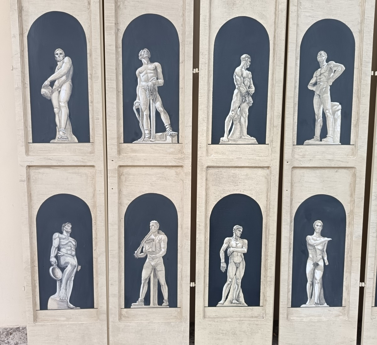 7 Panneaux muraux boiserie laqués 1940 disciplines sportives-photo-4