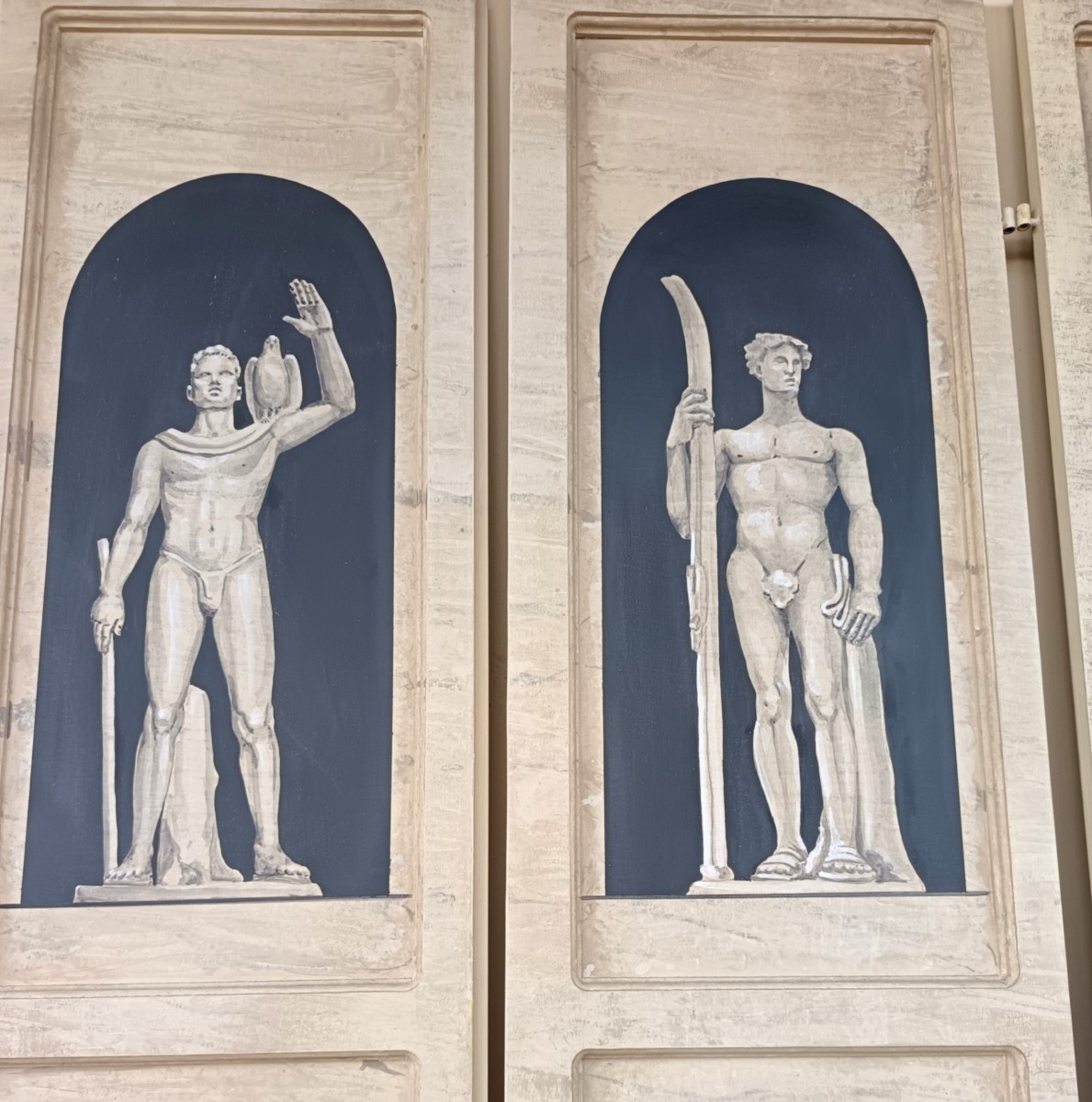 7 Panneaux muraux boiserie laqués 1940 disciplines sportives-photo-1