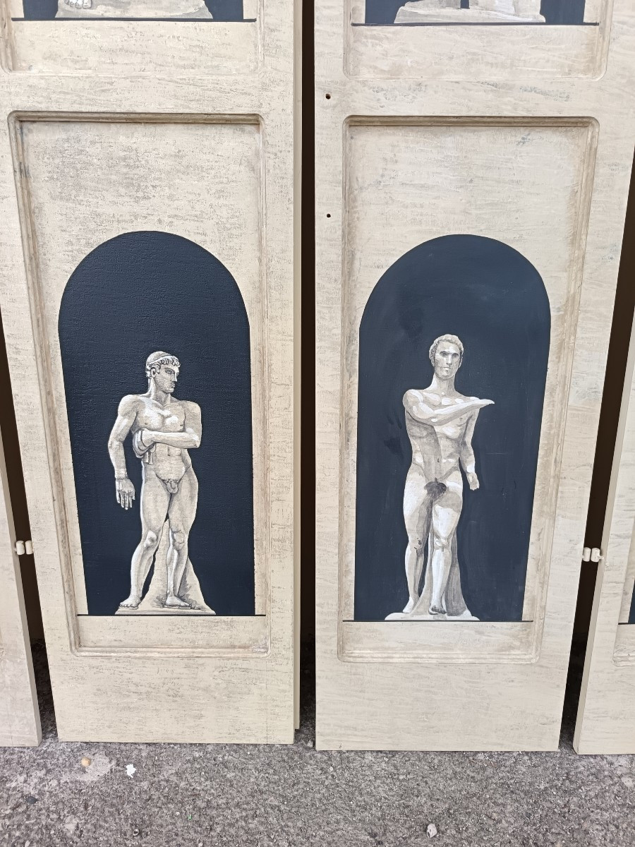 7 Panneaux muraux boiserie laqués 1940 disciplines sportives-photo-2