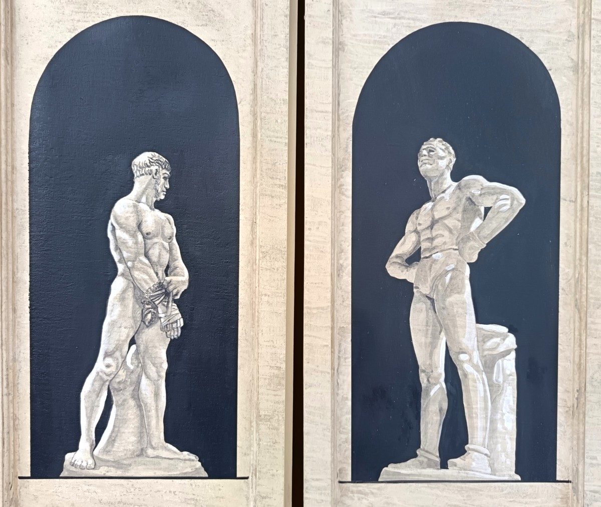 7 Panneaux muraux boiserie laqués 1940 disciplines sportives-photo-4