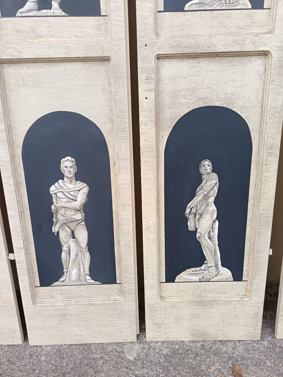 7 Panneaux muraux boiserie laqués 1940 disciplines sportives-photo-5