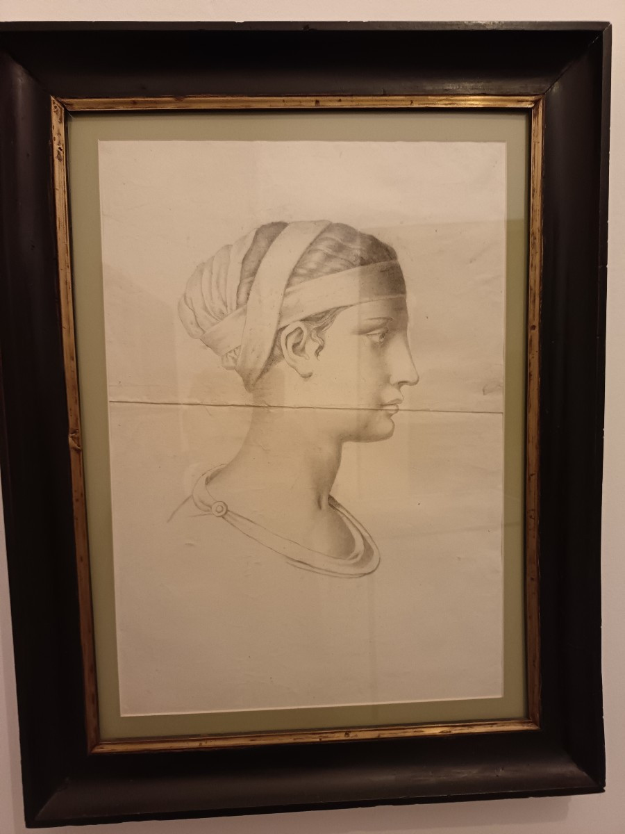 Paire de dessins au fusain les femmes du XIXe siècle France-photo-4