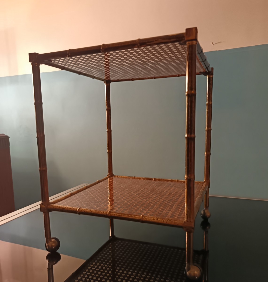 Pair Of Nesting Coffee Tables In Bamboo-style Brass Christian Dior 80s-photo-3