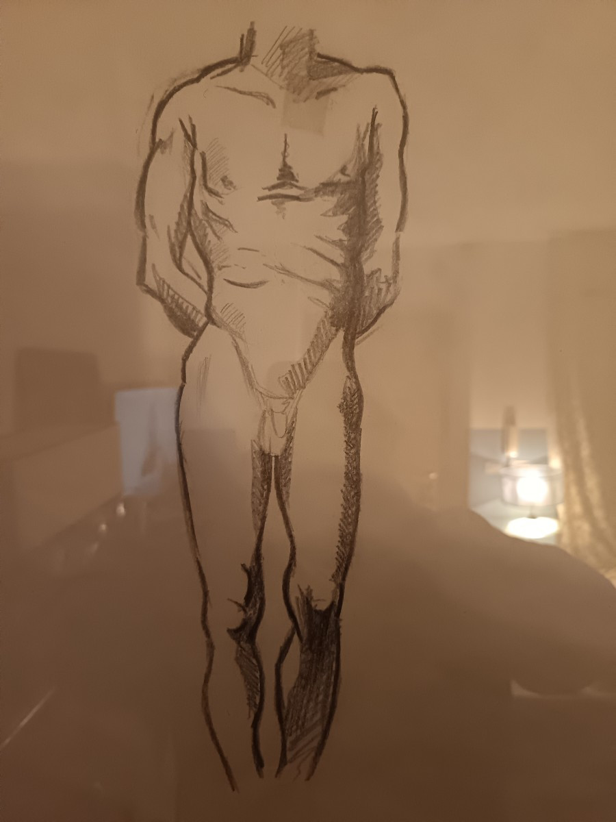 Pair Of 20th-century Male Nude Drawings-photo-4