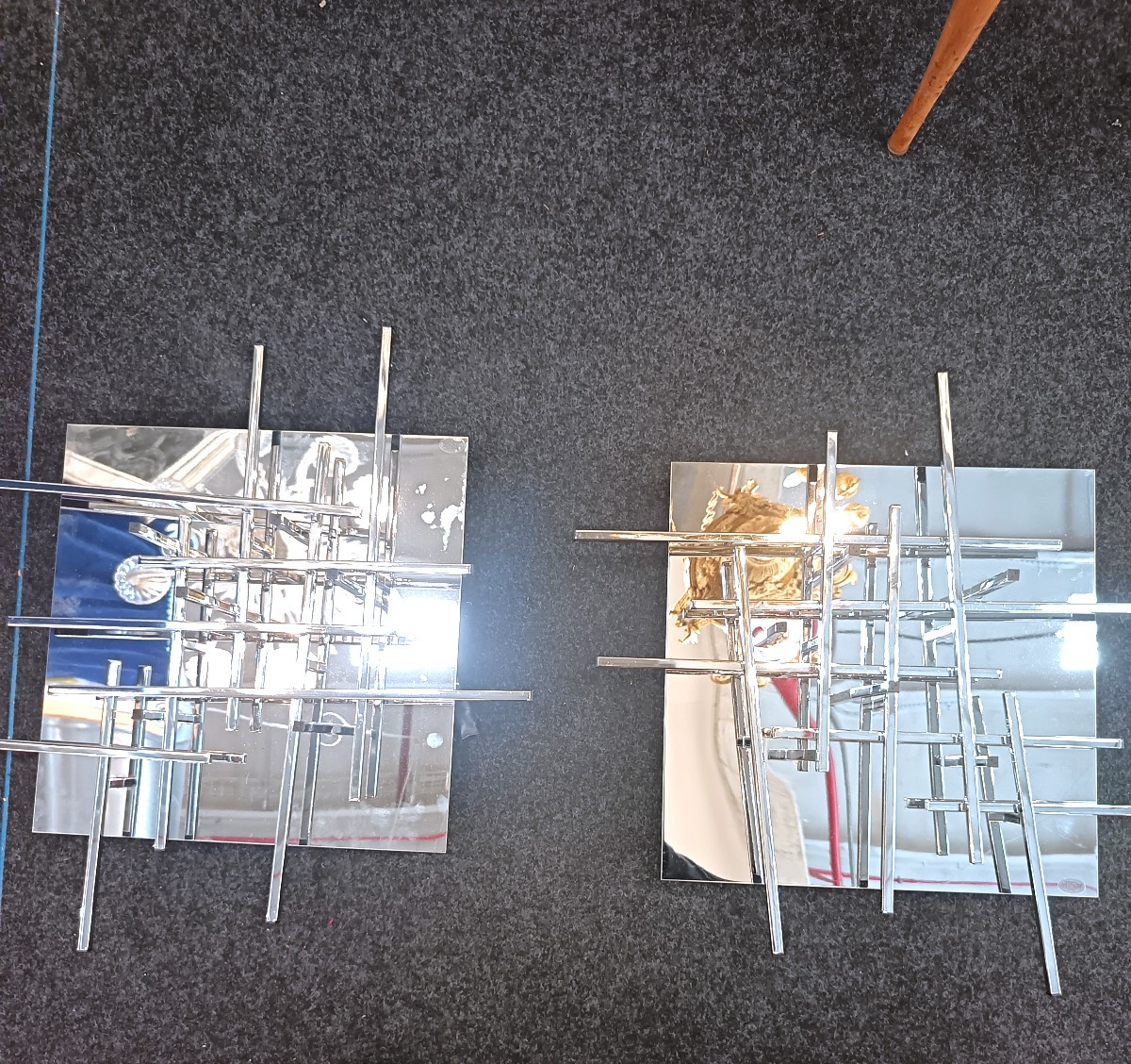 Paire de plafonniers en acier Space Age années 70