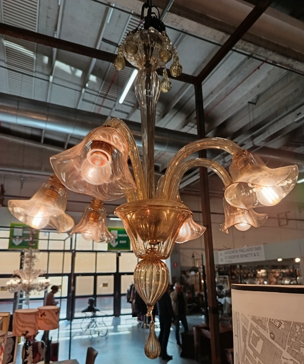 Lustre Paolo Venini 1938 en verre de Murano-photo-4