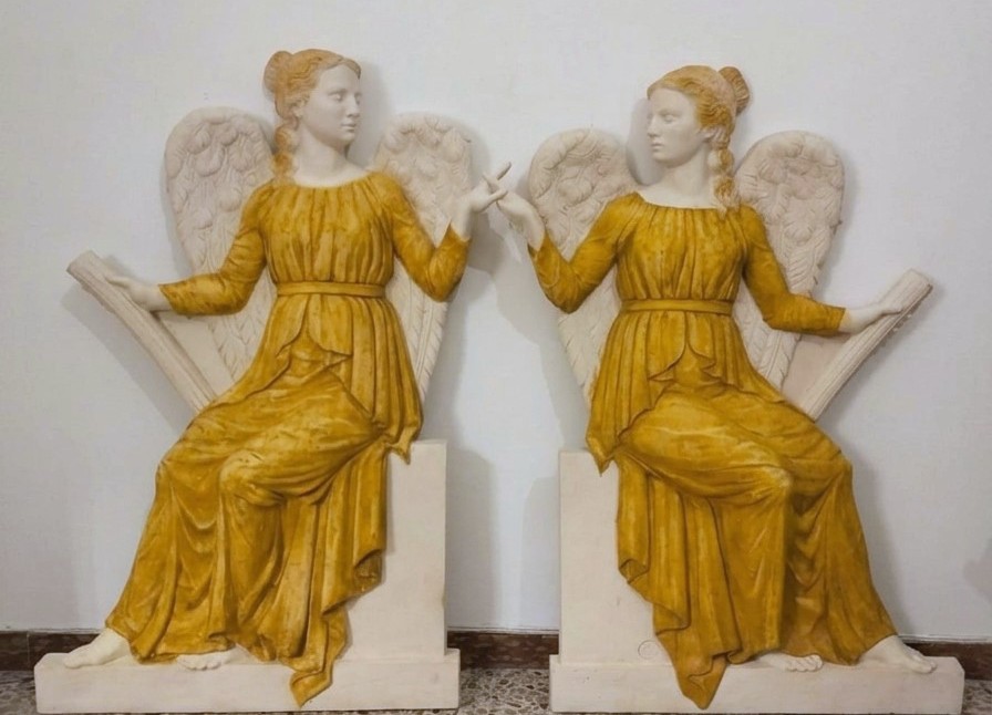 Pair Of 1960s Fiberglass Angels From The Galli Theatre-photo-4