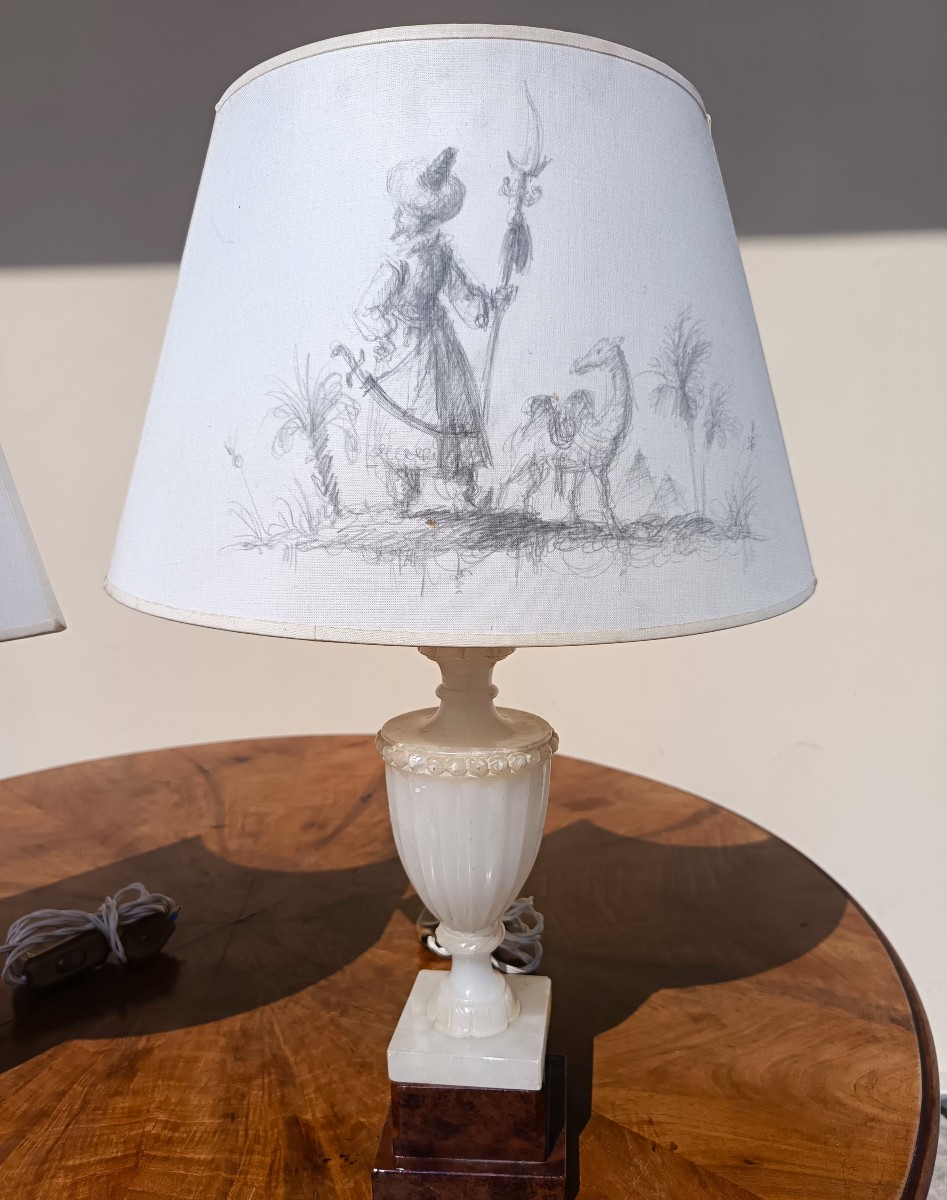 Pair Of Alabaster Lamps 1930-photo-4