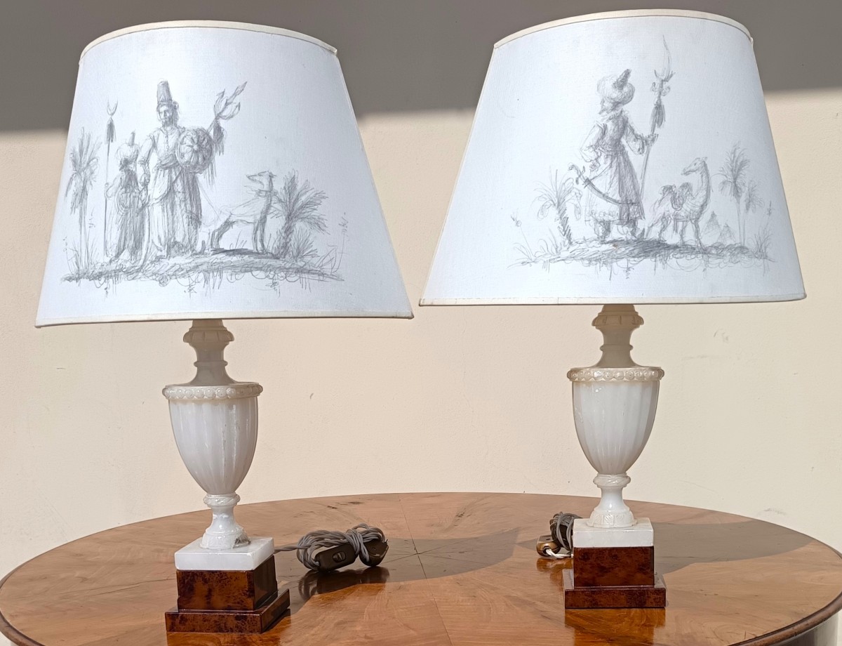 Pair Of Alabaster Lamps 1930-photo-2