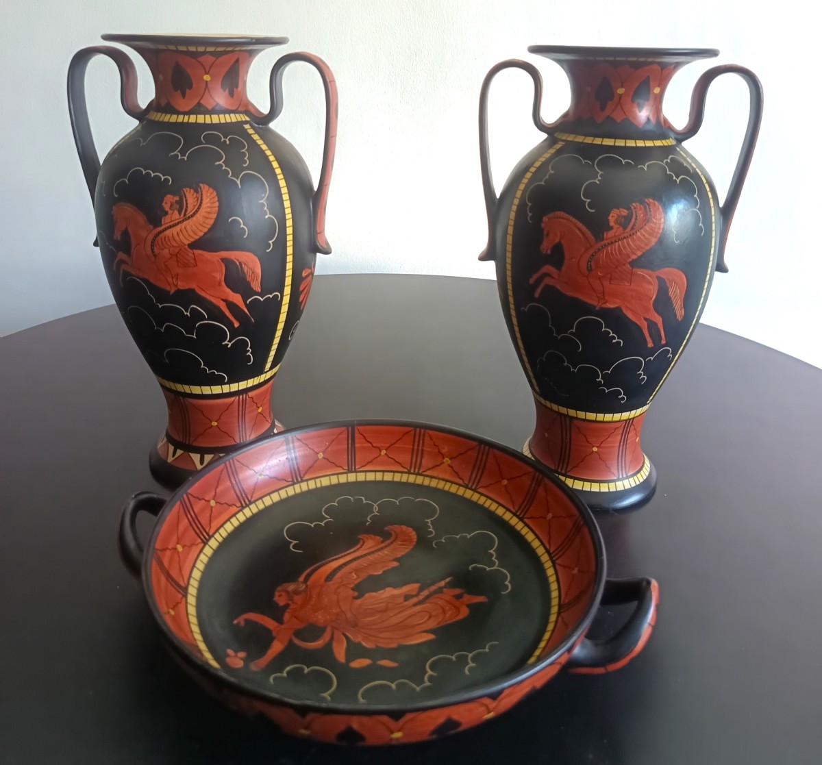 Triptyque de vases Deruta 1930