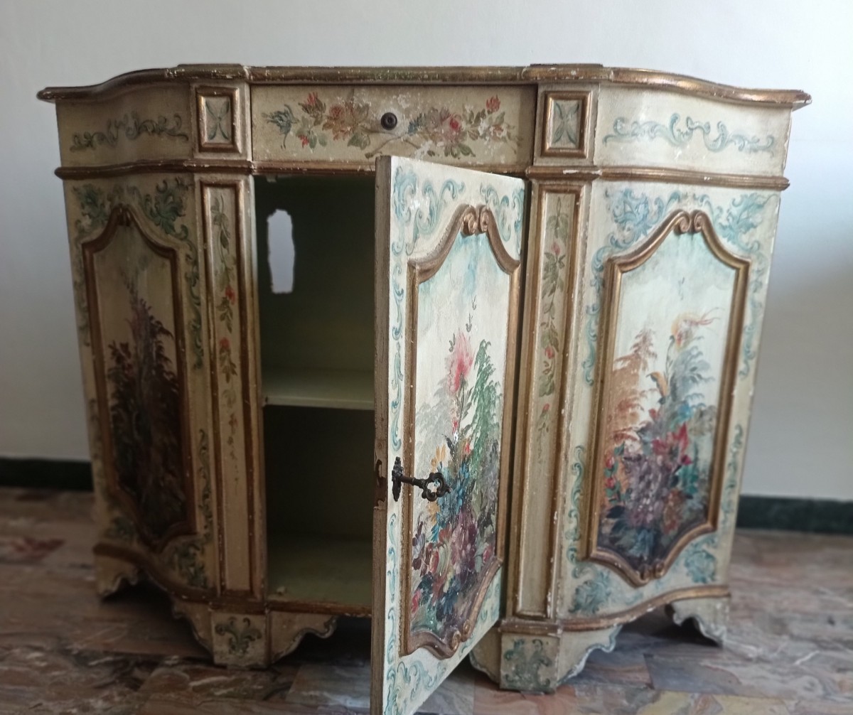 Petit meuble vénitien laqué début XXème siècle-photo-1
