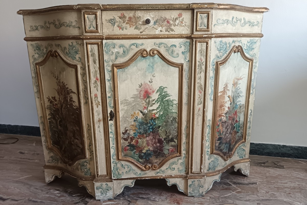 Petit meuble vénitien laqué début XXème siècle-photo-2