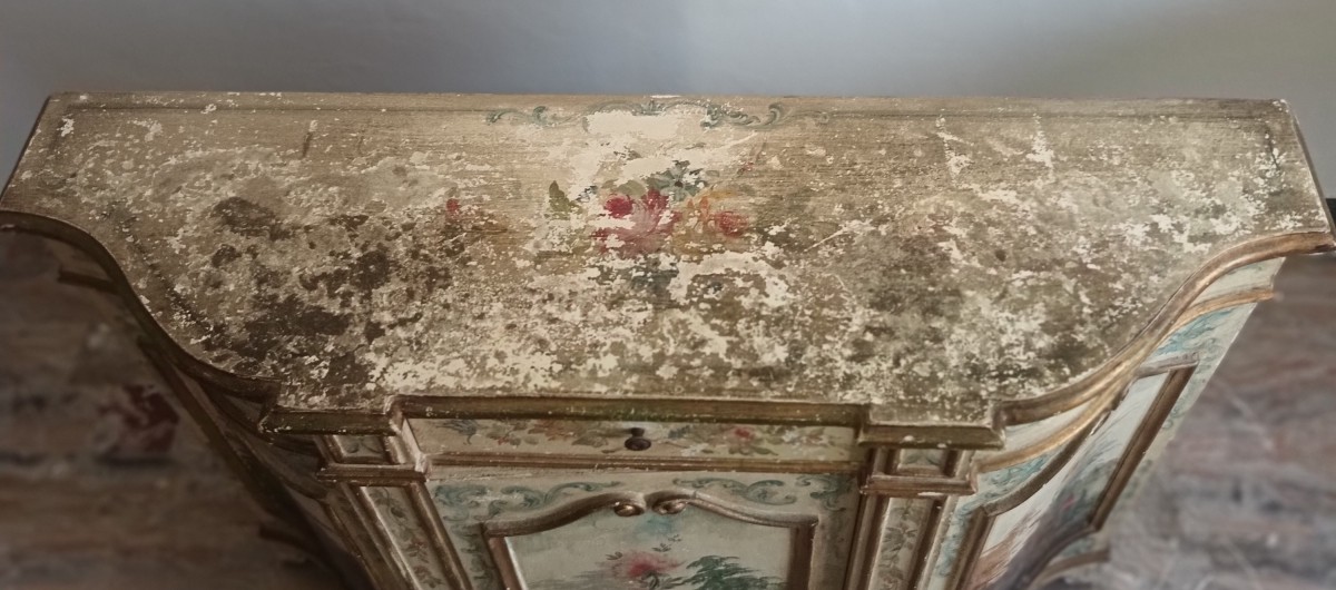 Petit meuble vénitien laqué début XXème siècle-photo-6