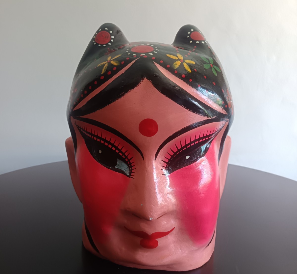 Triptyque de masques chinois 1920 papier mâché-photo-2