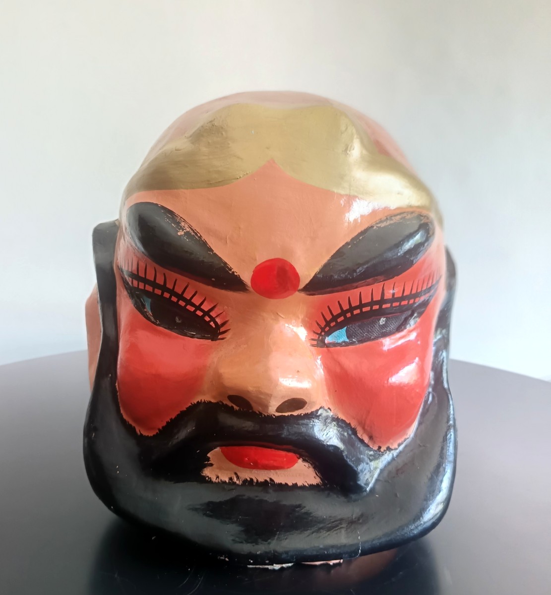 Triptyque de masques chinois 1920 papier mâché-photo-3