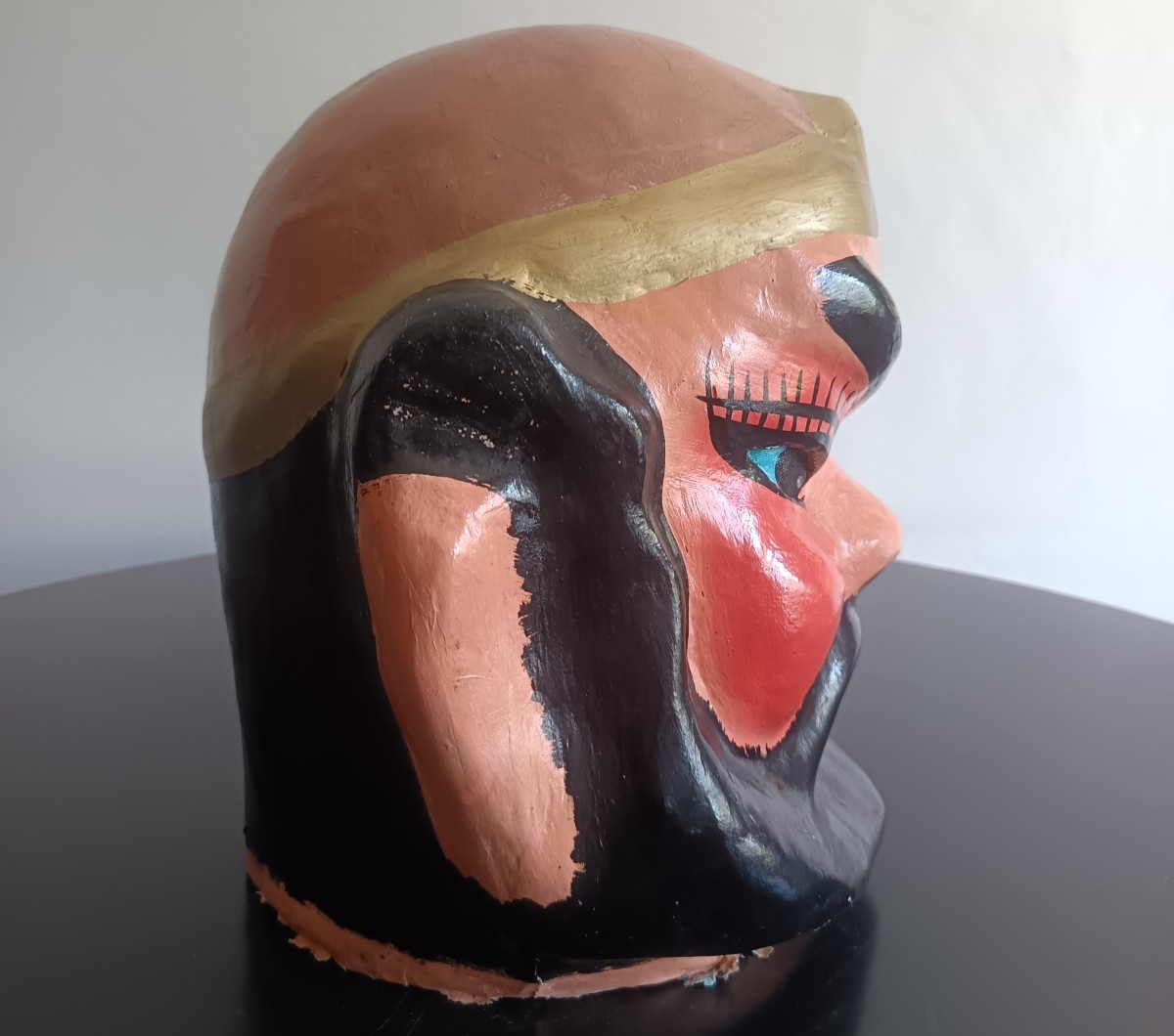 Triptyque de masques chinois 1920 papier mâché-photo-6