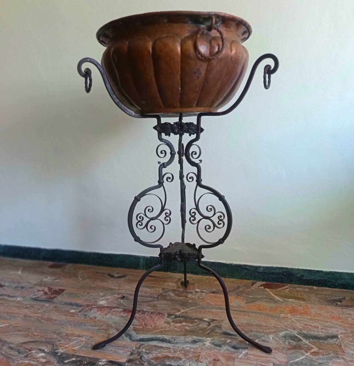 1910 Florence Embossed Copper Vase