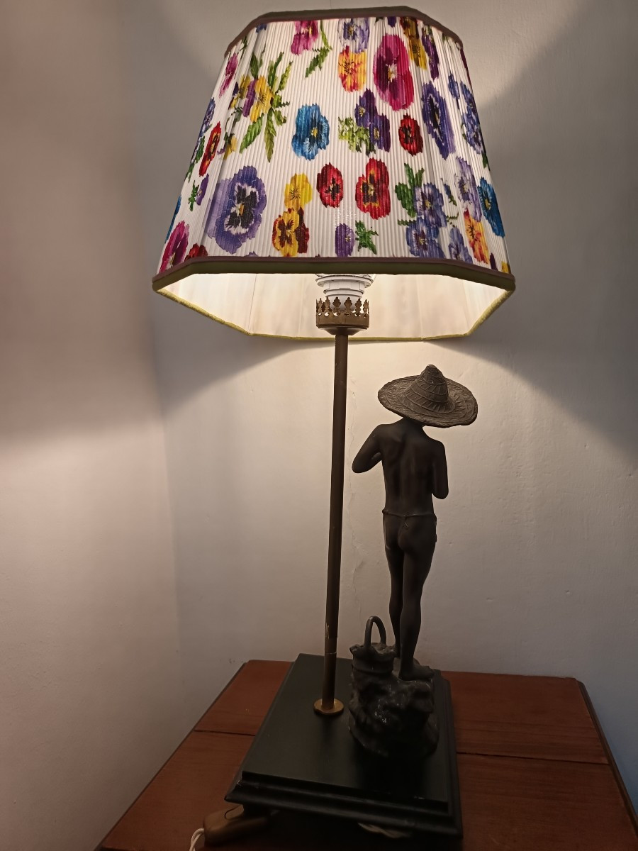 Lamp With A Small Bronze Fisherman By Giovanni Varlese (800)-photo-4