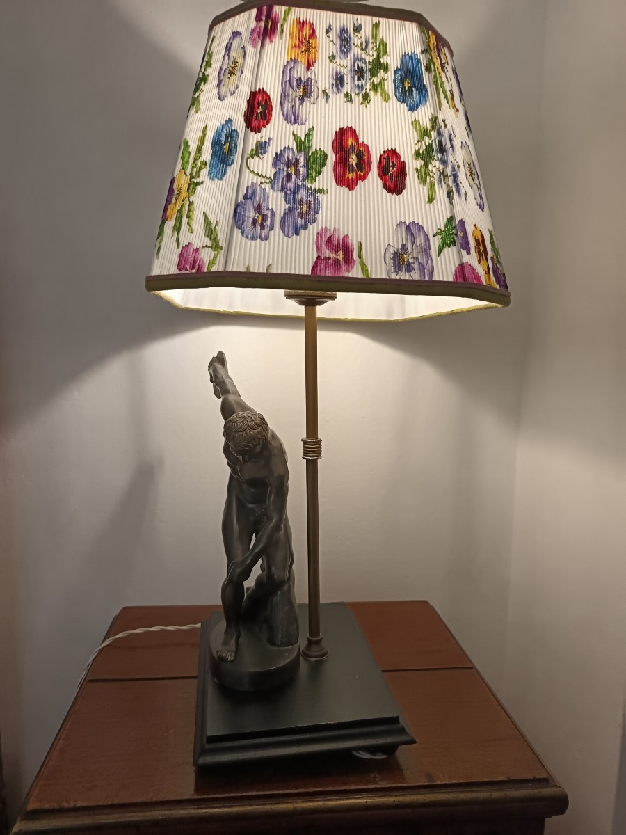 Lampe avec discobole en bronze du XIXe siècle-photo-3