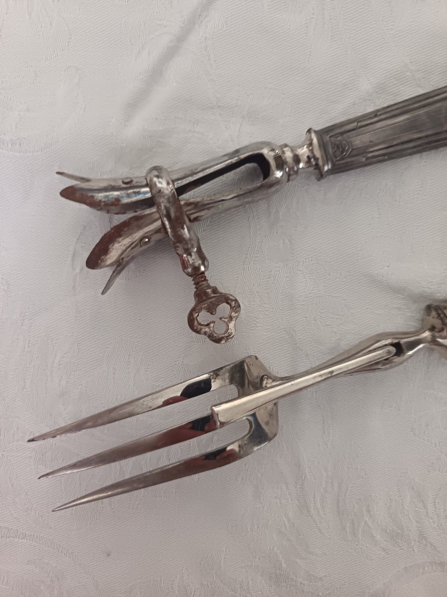 Fourchette et pince à rôti du XIXe siècle-photo-1