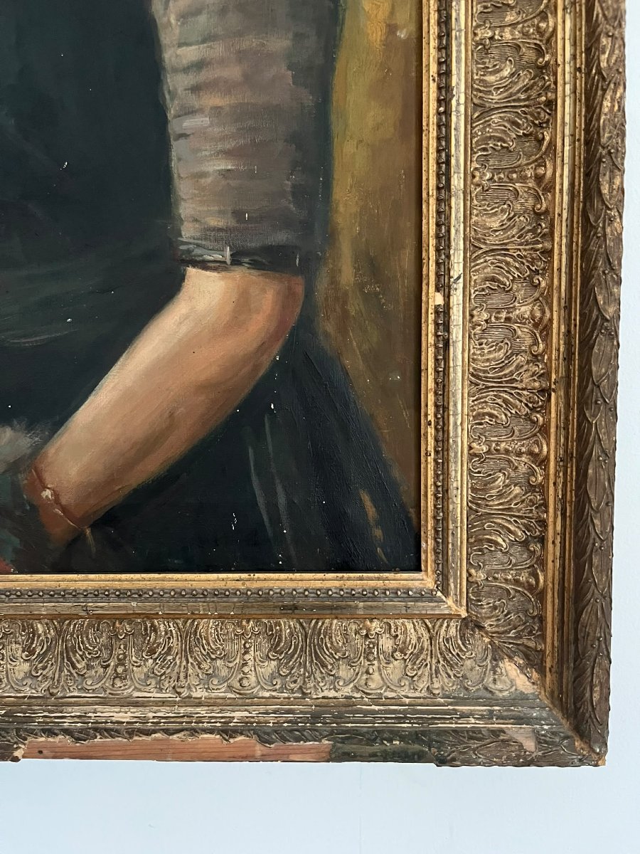 Huile sur toile fin XIXe s. attrib. école de Giovanni Boldini - Noble dame-photo-3