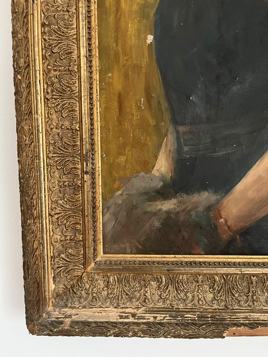 Huile sur toile fin XIXe s. attrib. école de Giovanni Boldini - Noble dame-photo-4