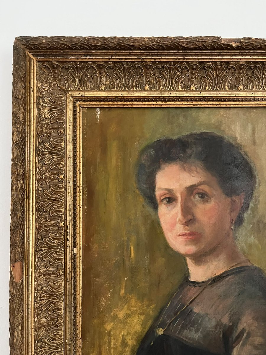 Huile sur toile fin XIXe s. attrib. école de Giovanni Boldini - Noble dame-photo-1
