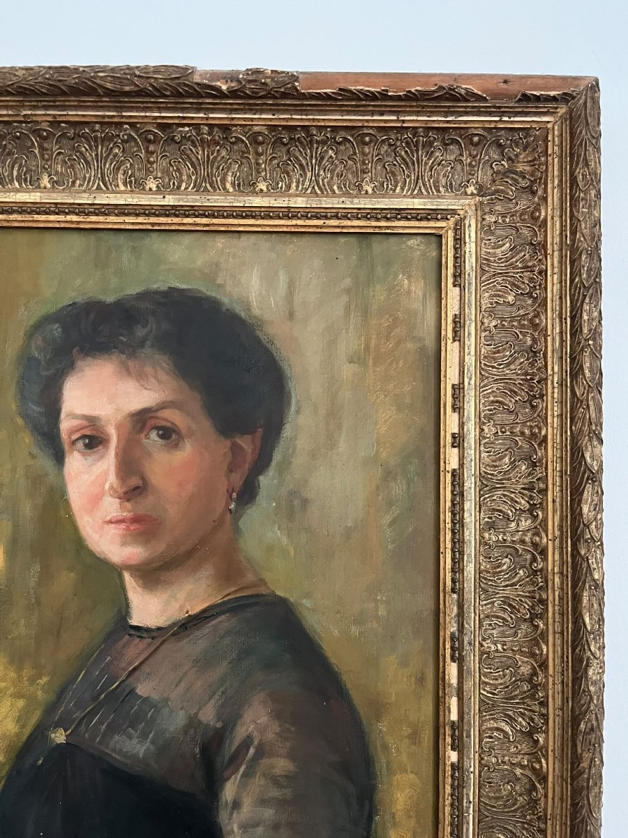 Huile sur toile fin XIXe s. attrib. école de Giovanni Boldini - Noble dame-photo-2