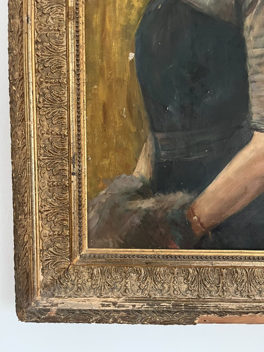 Huile sur toile fin XIXe s. attrib. école de Giovanni Boldini - Noble dame-photo-3