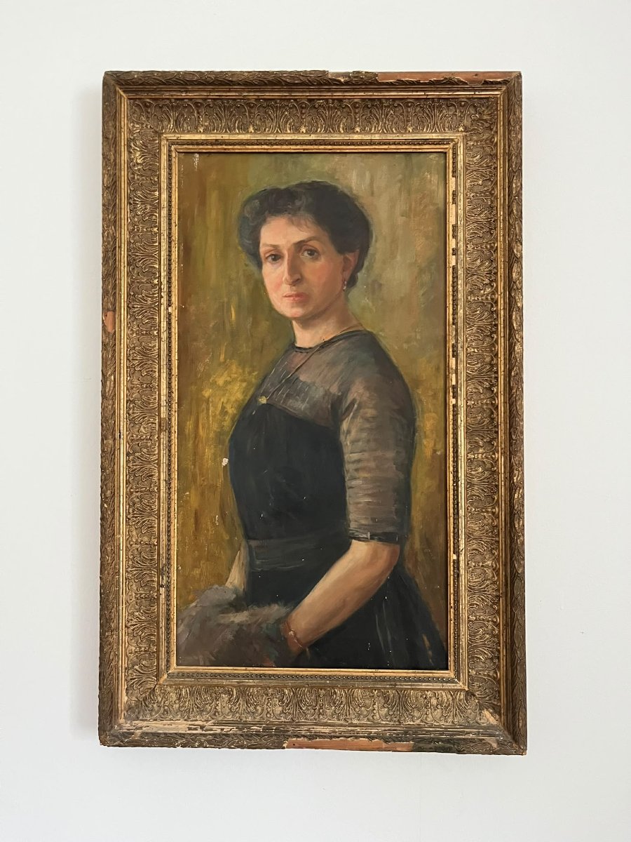 Huile sur toile fin XIXe s. attrib. école de Giovanni Boldini - Noble dame