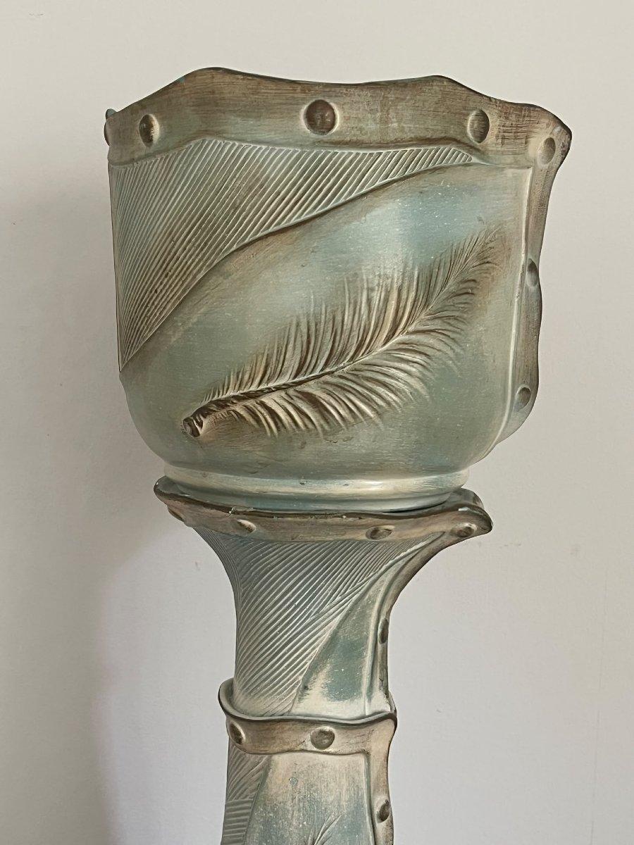 Painted Clay Column And Planter, America, 1910–20-photo-2
