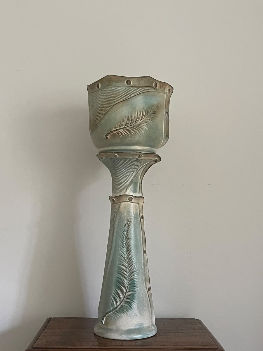 Painted Clay Column And Planter, America, 1910–20