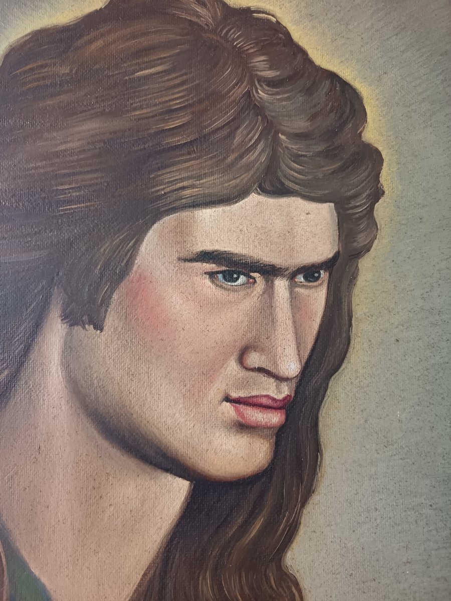 Oil On Panel, *the Face Of Jesus*, 1960, Signed-photo-2
