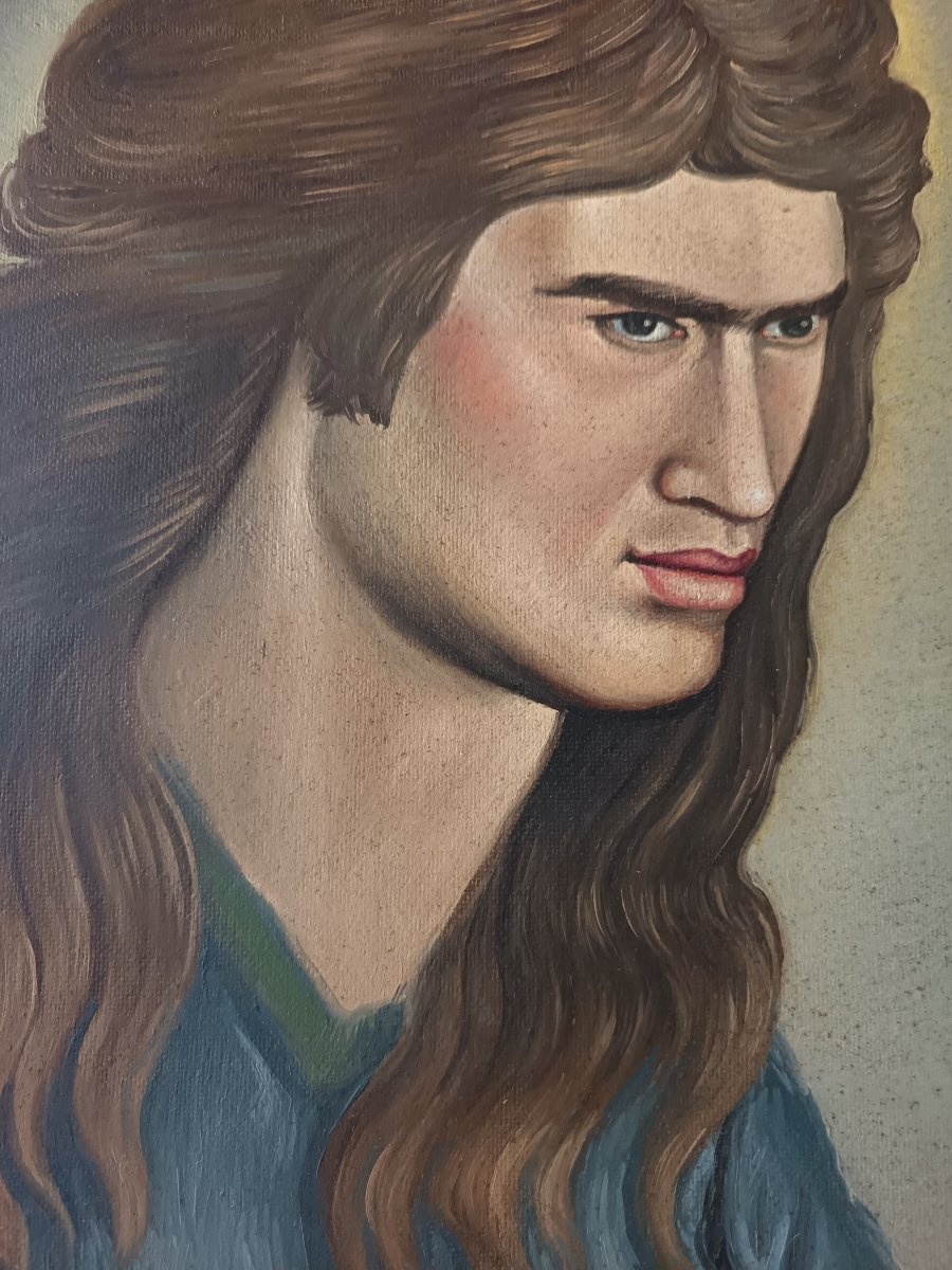Oil On Panel, *the Face Of Jesus*, 1960, Signed-photo-3