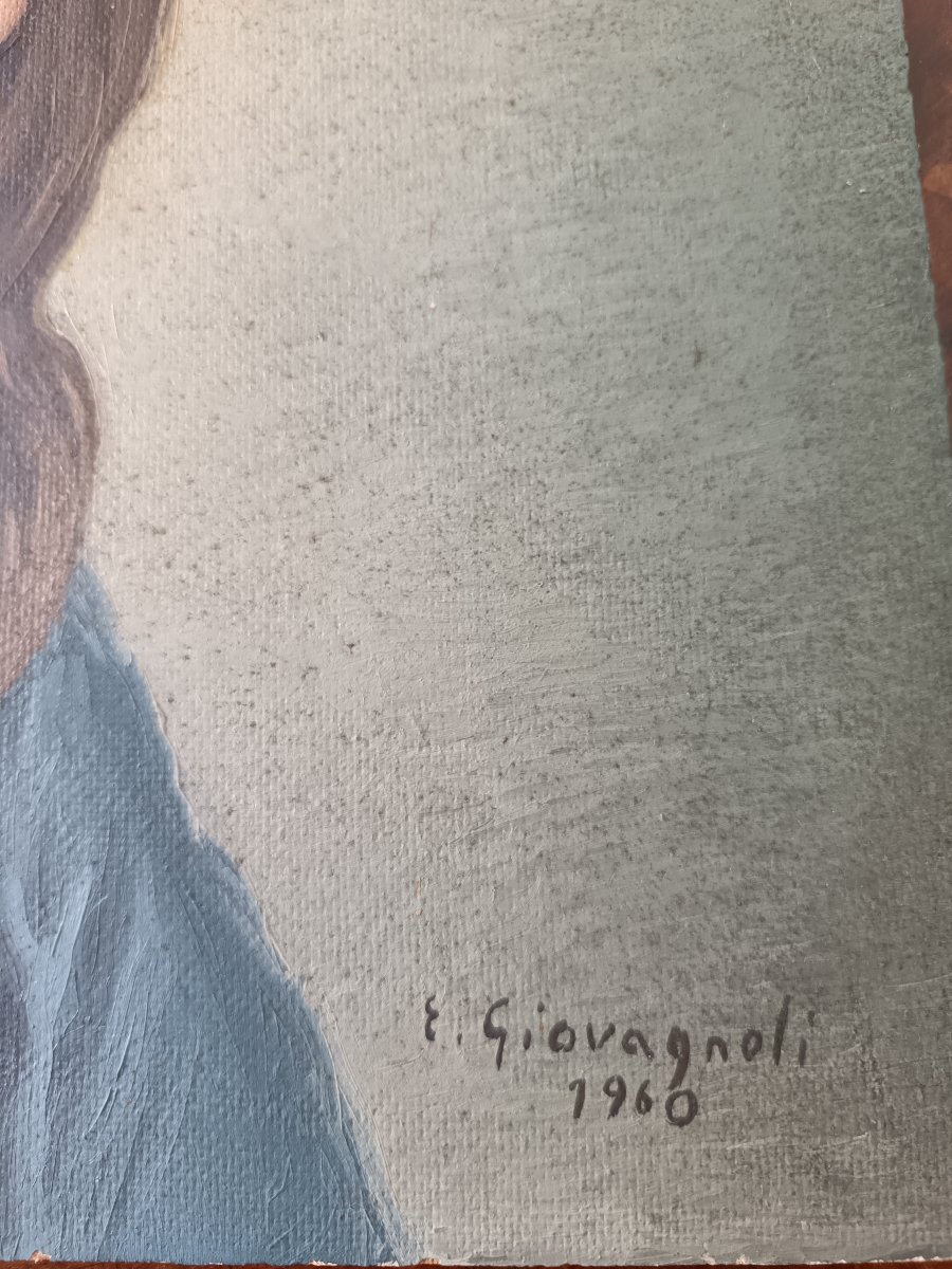 Oil On Panel, *the Face Of Jesus*, 1960, Signed-photo-4