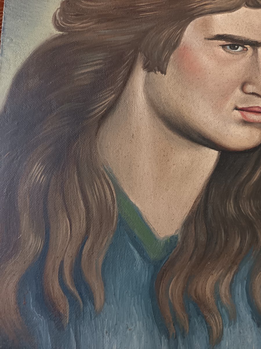 Oil On Panel, *the Face Of Jesus*, 1960, Signed-photo-1