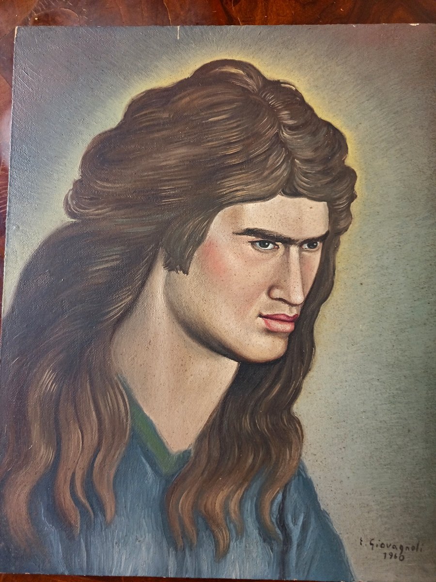 Oil On Panel, *the Face Of Jesus*, 1960, Signed