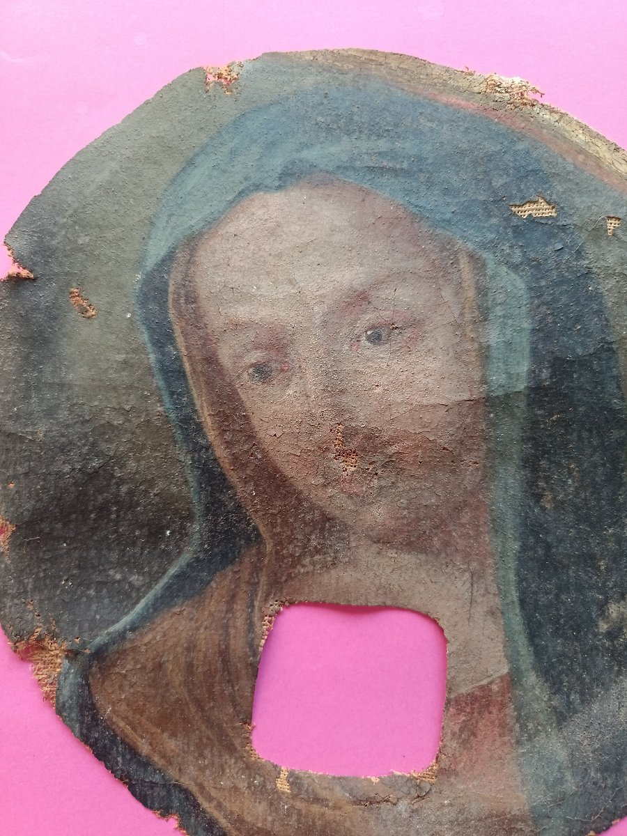 Huile sur toile du XVIIe siècle Vierge au voile