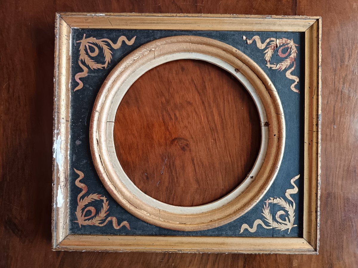 18th-century Ebonized Wood Frame And Pure Gold Leaf-photo-2