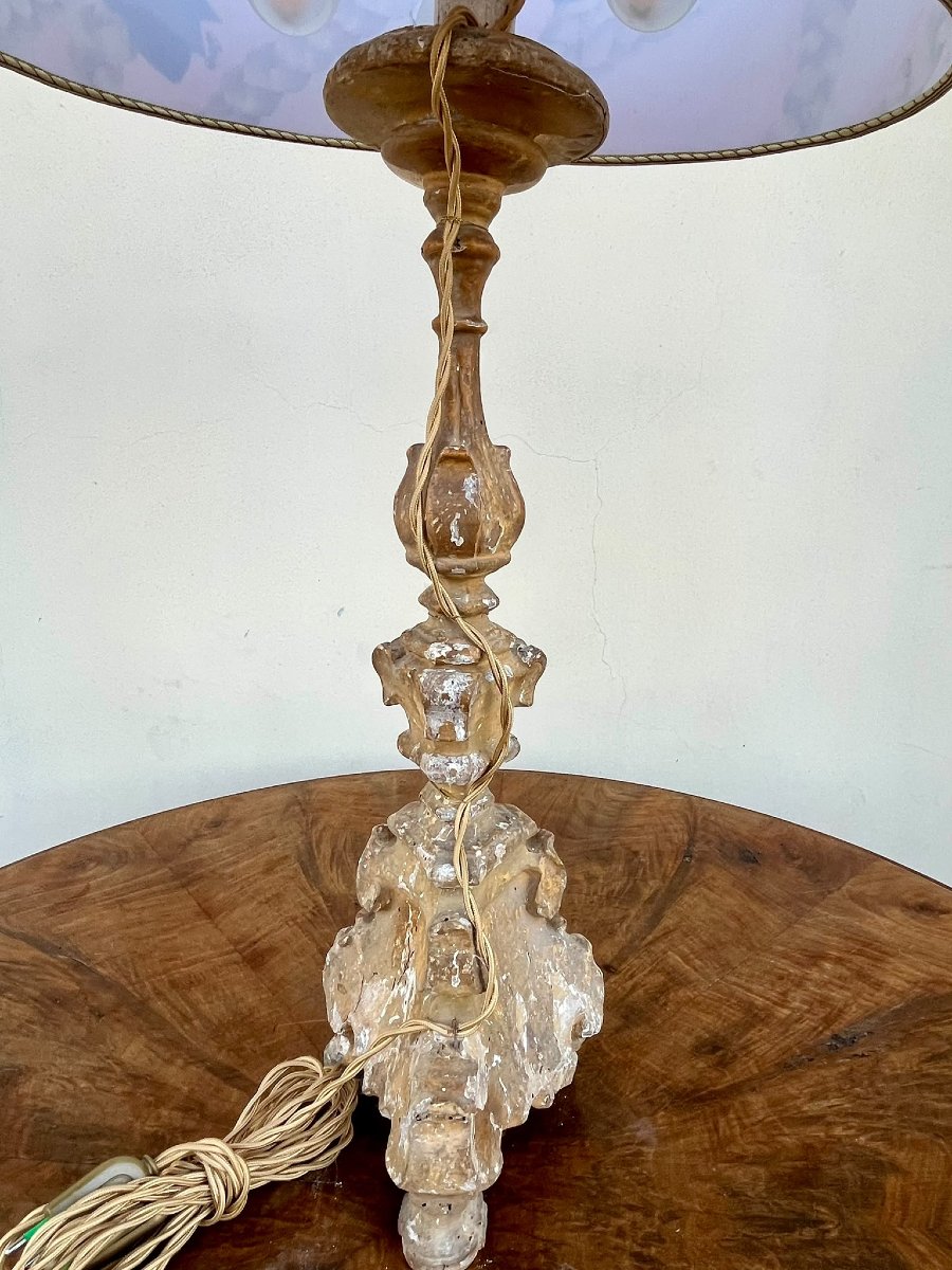 5 torcières baroques bois dorées à l'or fin du XVIIIe siècle-photo-4