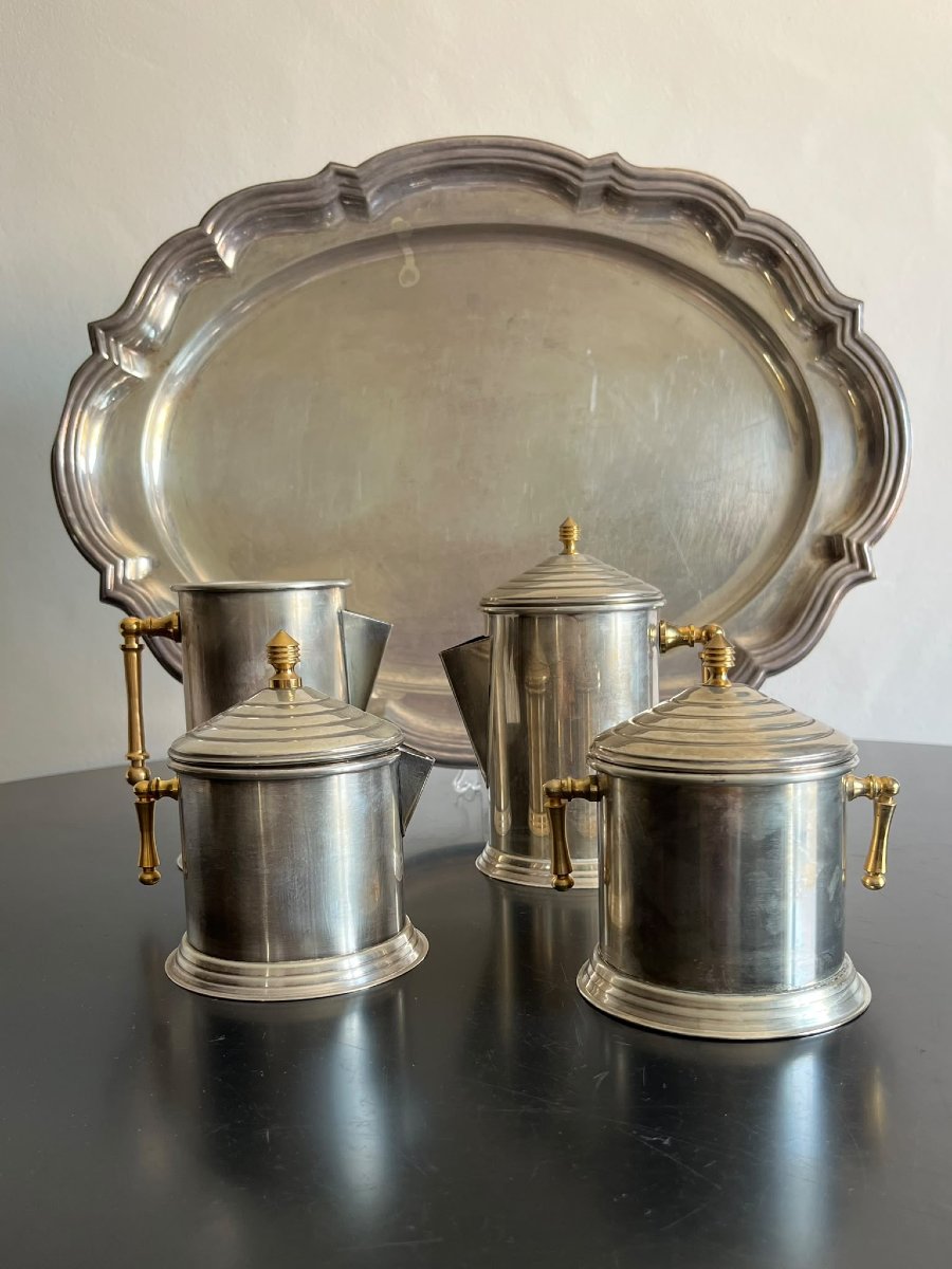 Service à thé anglais Art Déco en silver plate 1930