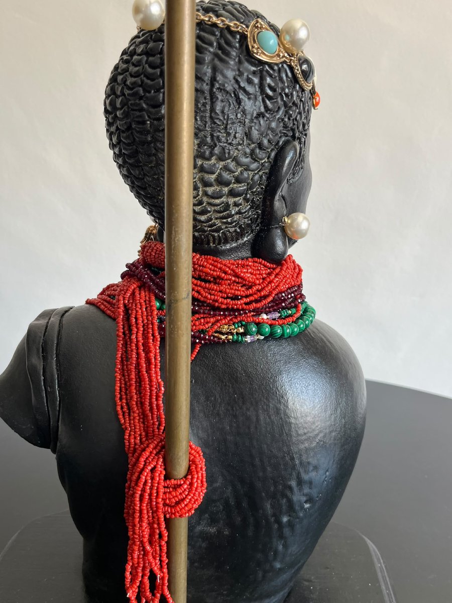 1910 Palermitan Lamp With A Rare Wooden Sculpture-photo-1
