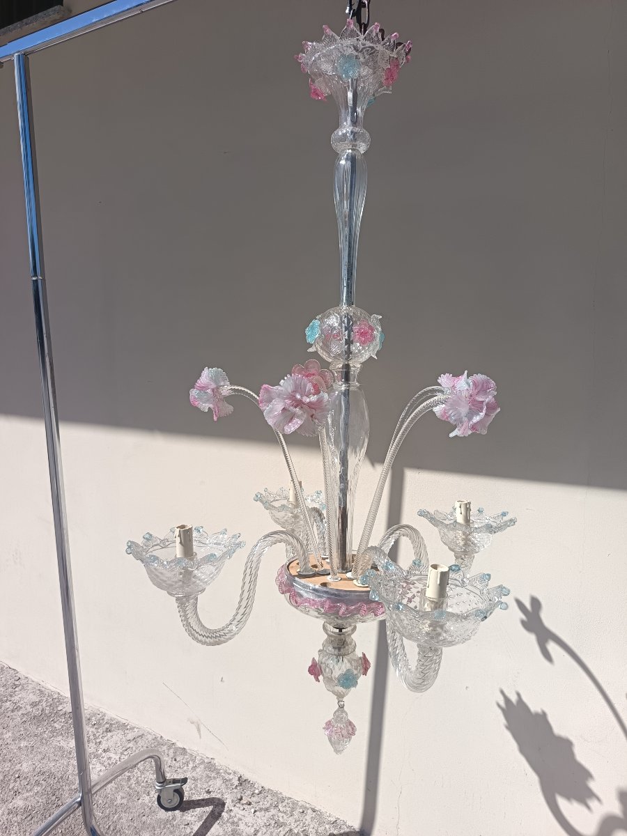 Early 1900s Murano Blown-glass Chandelier-photo-2