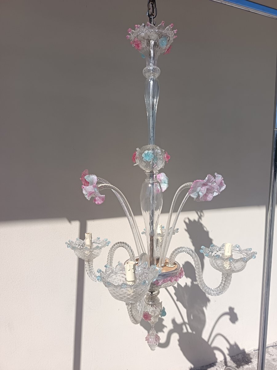 Early 1900s Murano Blown-glass Chandelier-photo-3