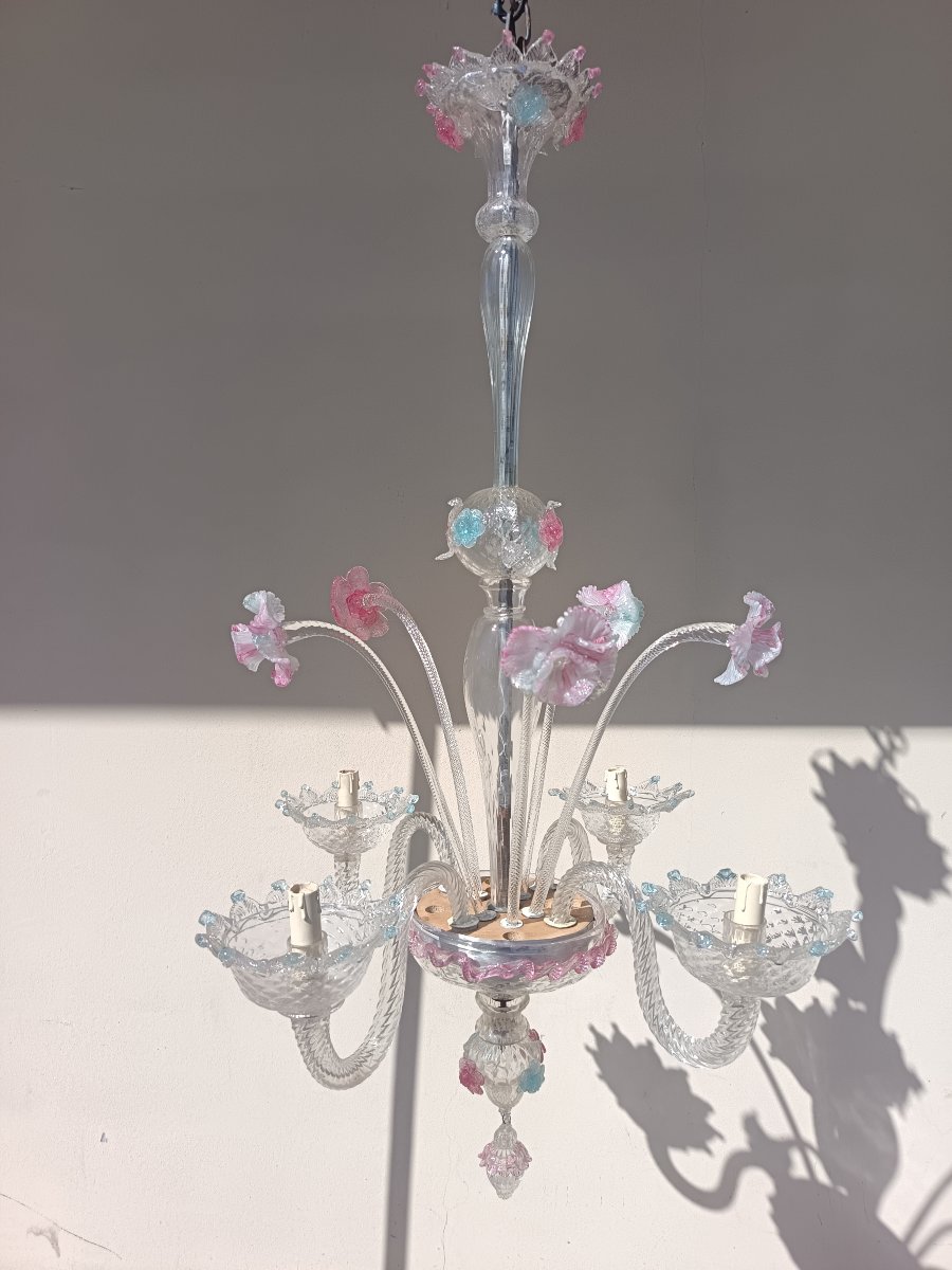 Early 1900s Murano Blown-glass Chandelier