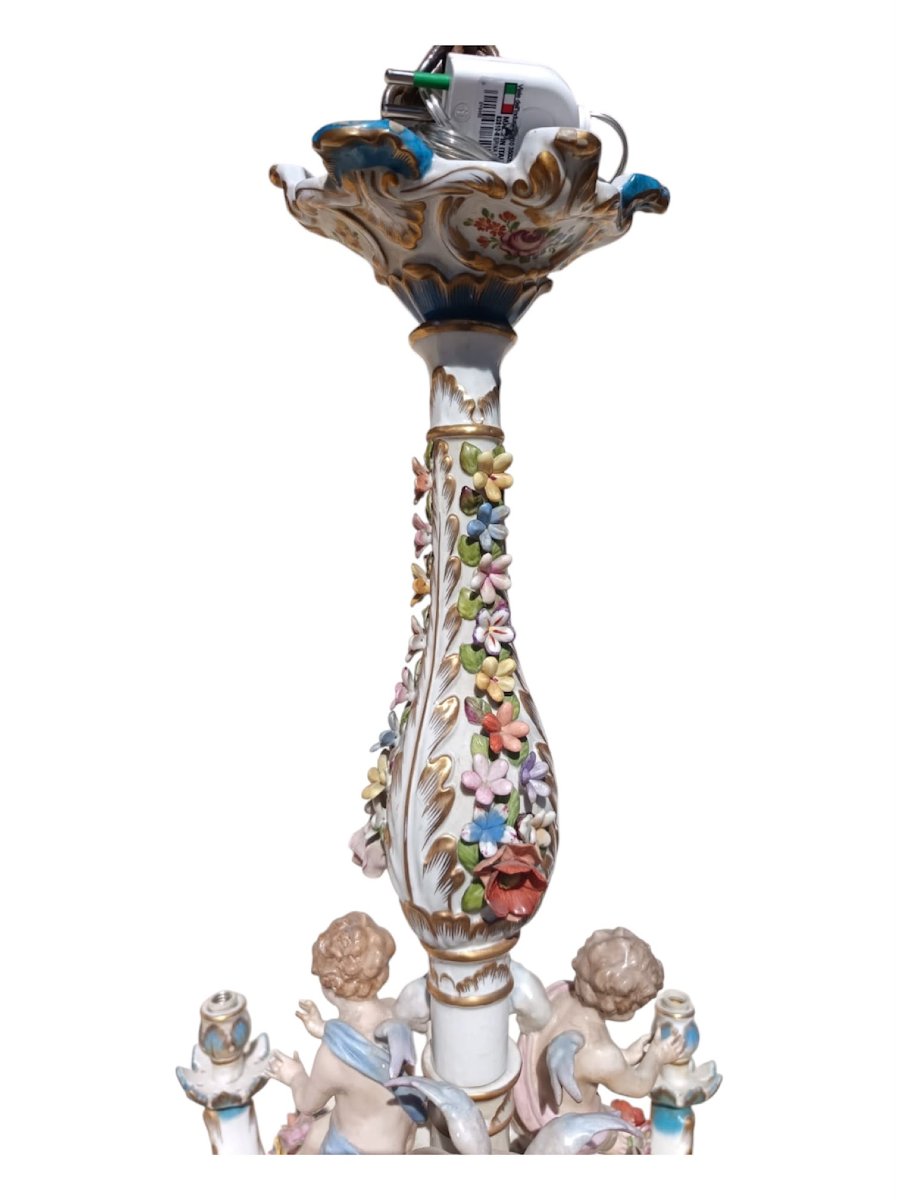 Late 19th-century Meissen Ceramic Chandelier-photo-3