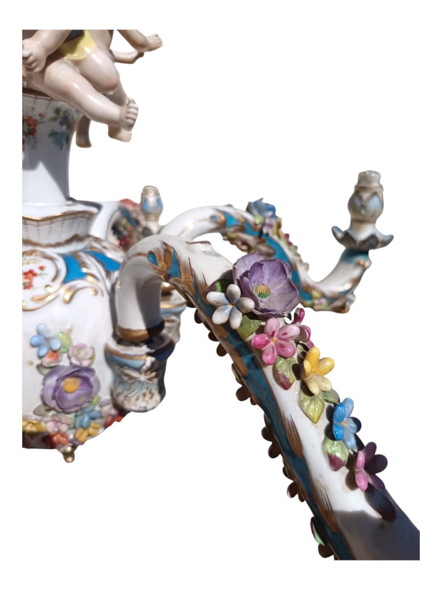 Late 19th-century Meissen Ceramic Chandelier-photo-4